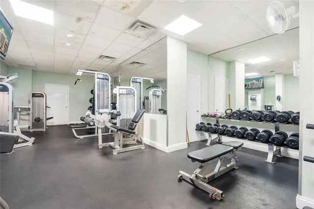 a view of a room with gym equipment