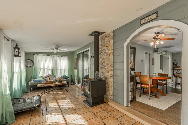 a living room with furniture