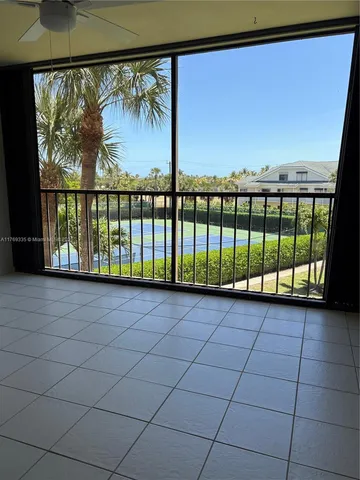 a view of a blue gate