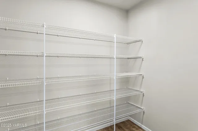 a view of an empty walk in closet