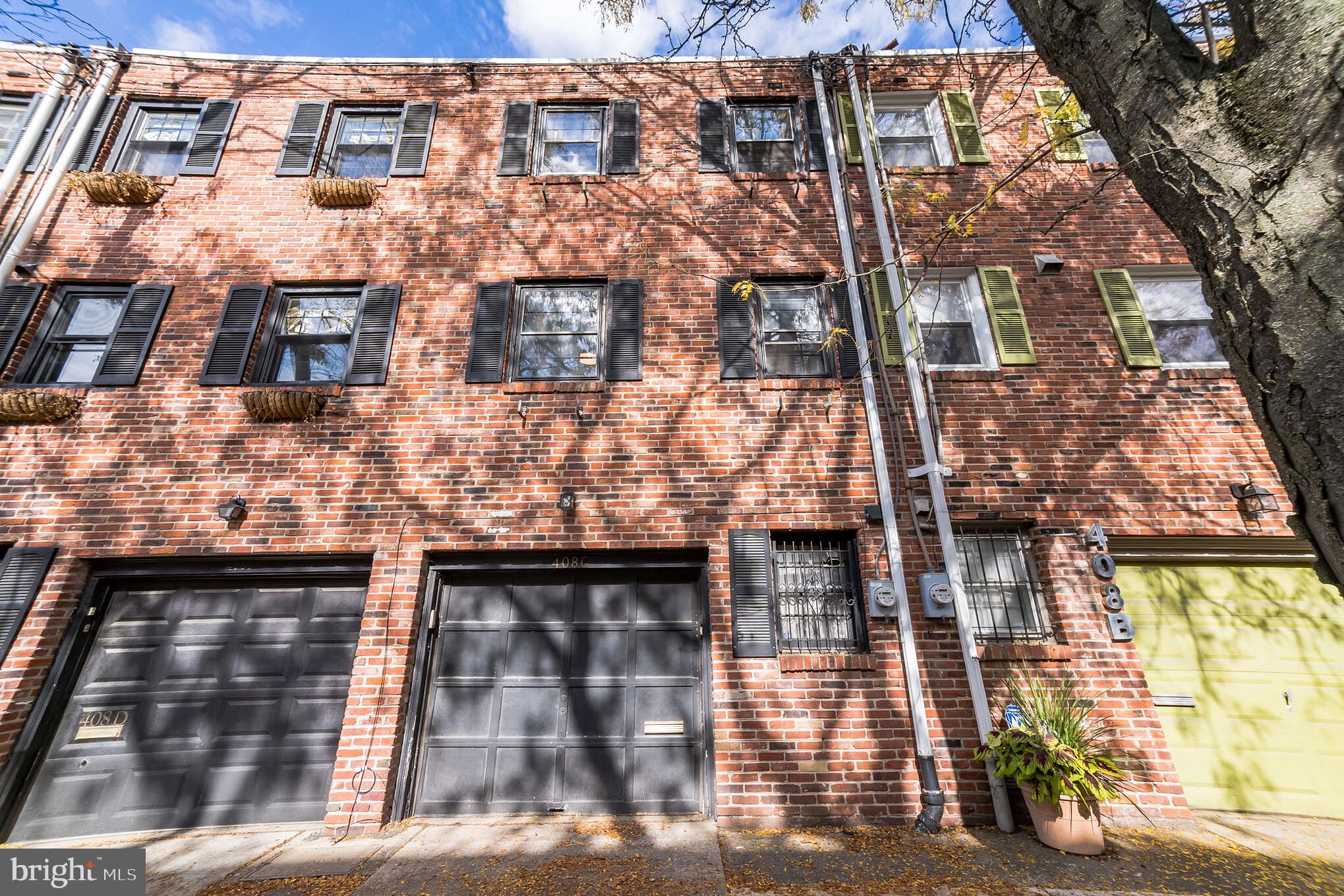 a view of a brick building