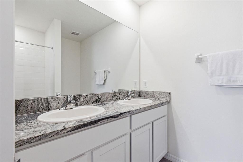 2959 Common Fig Run Wesley Chapel, FL 33543 - Photo 23 of 36 a bathroom with a granite countertop sink and a mirror