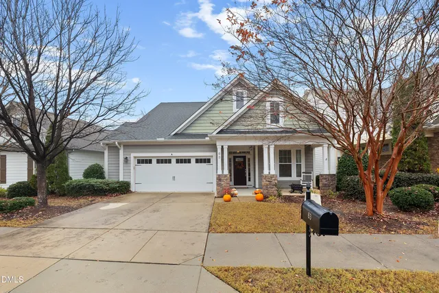 a front view of house with yard slide and trees