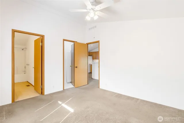 a view of small space with racks on the wall