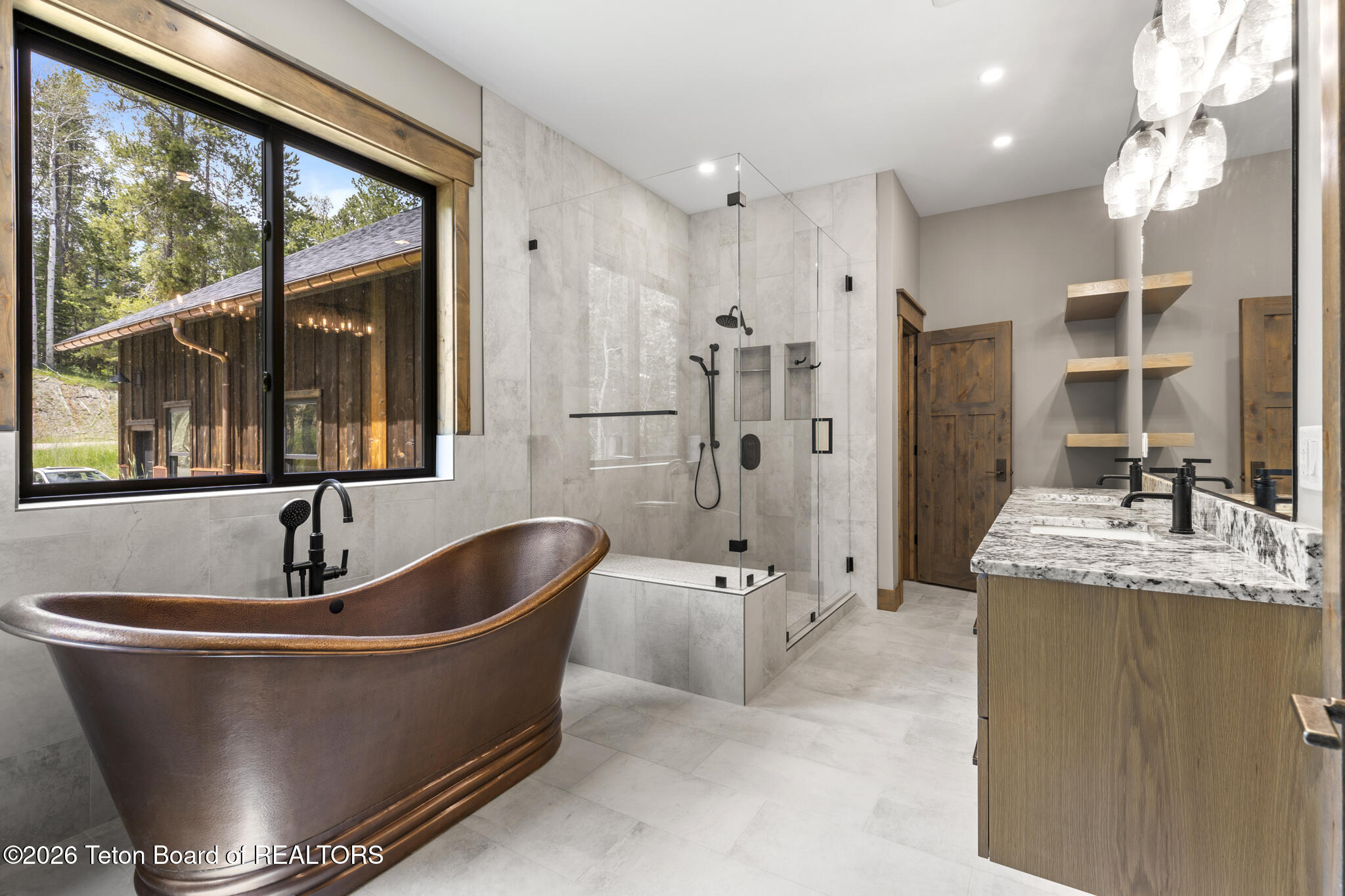 5727 Forest Ridge Road Victor, ID 83455 - Photo 38 of 80 Master Bathroom with Copper Tub