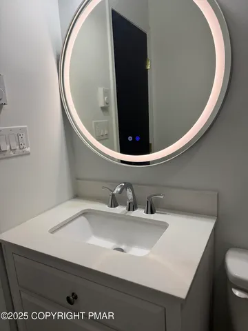 a bathroom with a sink shower and a mirror