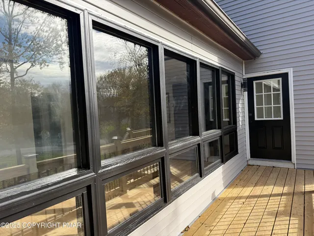 a view of a glass door with a door