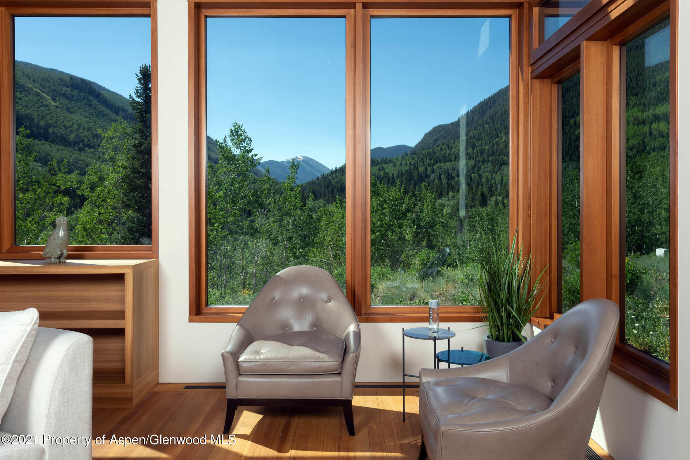 255 Conundrum Creek Road Aspen, CO 81611 - Photo 28 of 70 a living room with fireplace furniture and a large window