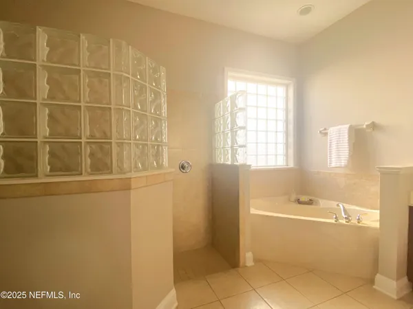 a bathroom with a bathtub