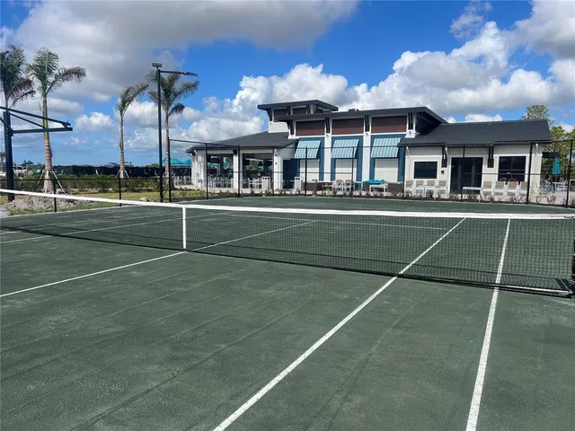 a view of a large white building