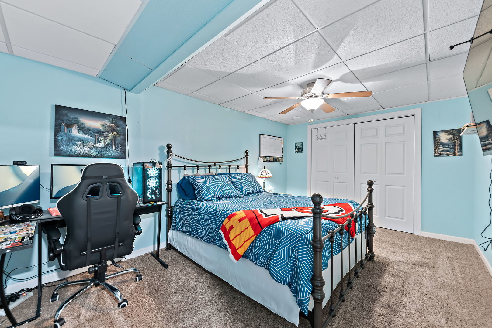 2364 Sunset View Lane Kankakee, IL 60901 - Photo 18 of 35 a bedroom with furniture and a chandelier