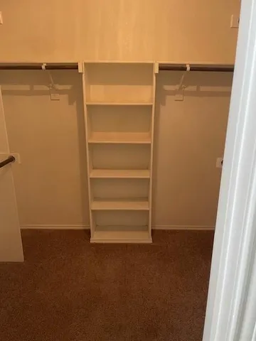 a view of walk in closet with empty racks