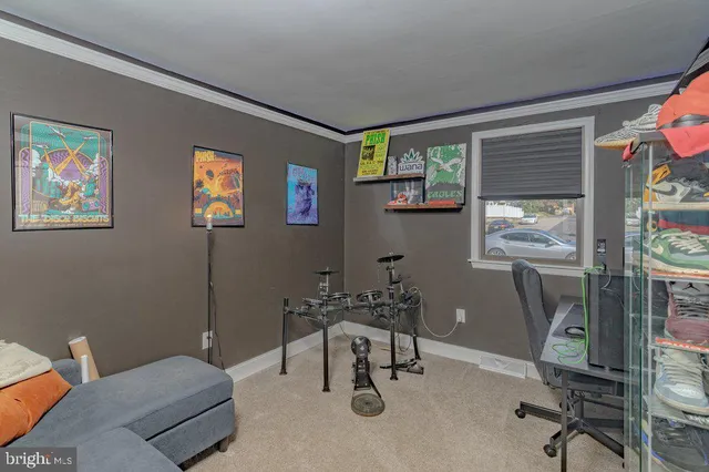 a workspace with furniture and window