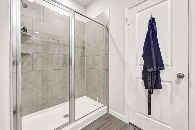 a bathroom with a shower