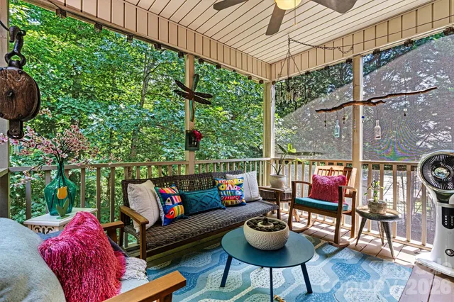 a outdoor living space with furniture and garden view
