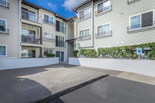 a view of a building from a window
