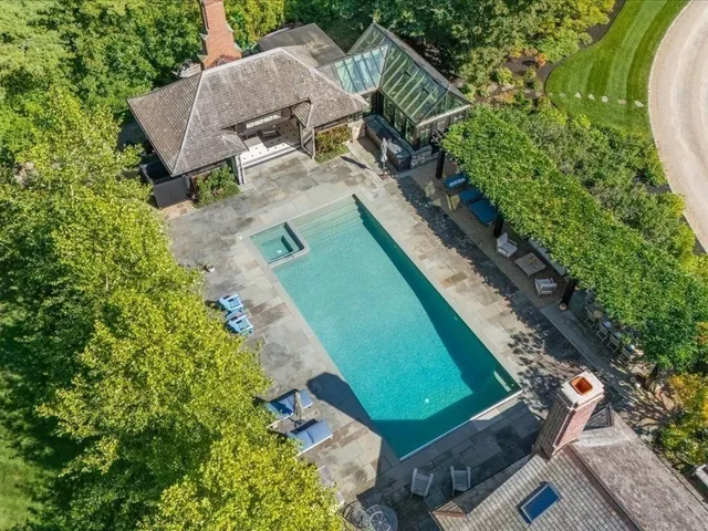 an aerial view of a house