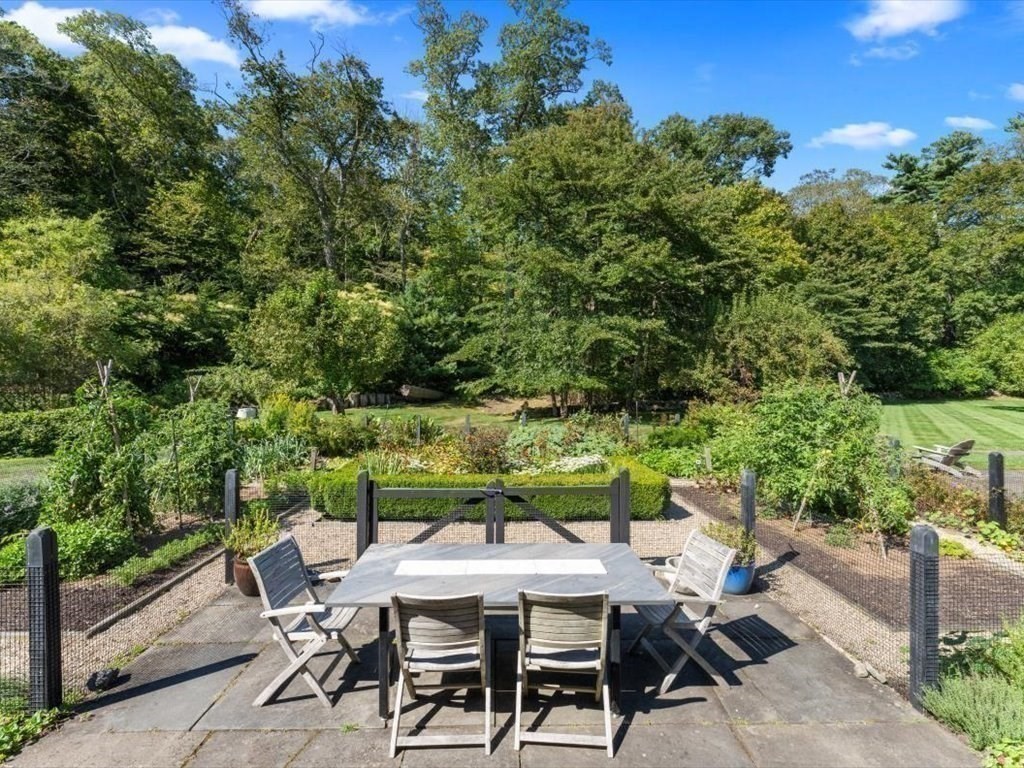 159 Bridge Street Manchester, MA 01944 - Photo 36 of 42 a view of a yard with furniture and a garden