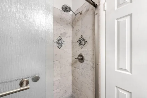 a bathroom with a shower