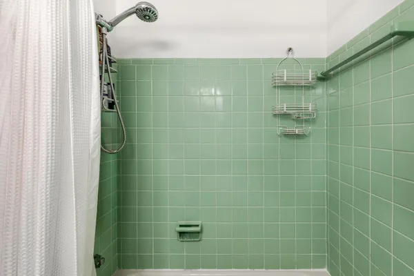 a bathroom with a shower