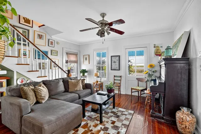 a kitchen with a cabinets and chandelier