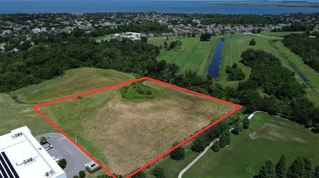 an aerial view of a backyard