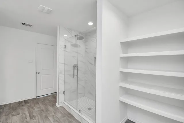 a bathroom with a shower