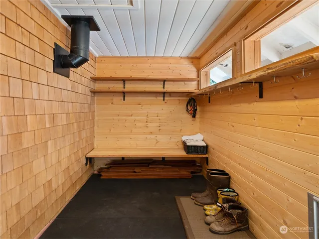 a bathroom with a bathtub and shower
