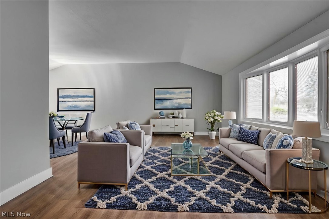 16667 Drake Road Strongsville, OH 44136 - Photo 3 of 30 Living room with vaulted ceiling and wood finished floors