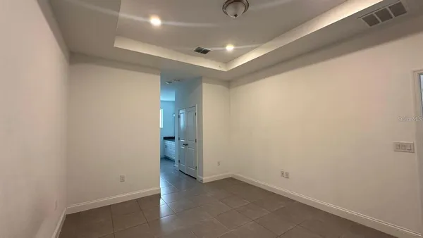 an empty room with closet