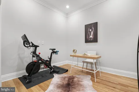 a view of a room with gym equipment
