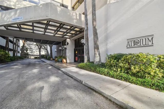 a view of a building with a street