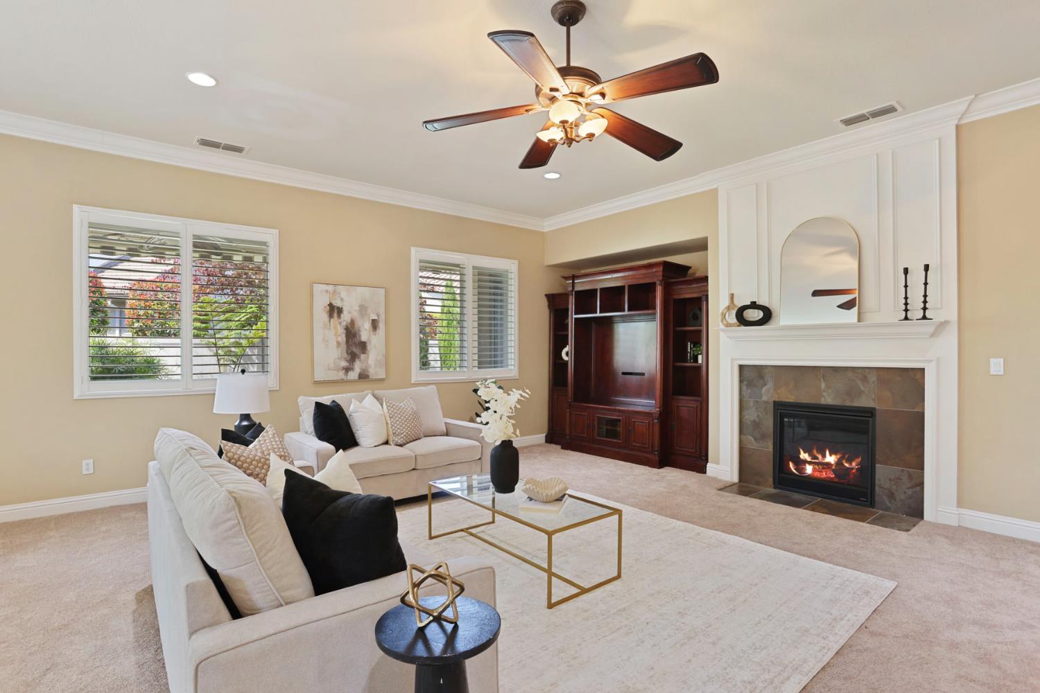 2439 Appleleaf Lane Manteca, CA 95336 - Photo 19 of 73 a living room with furniture and a fireplace