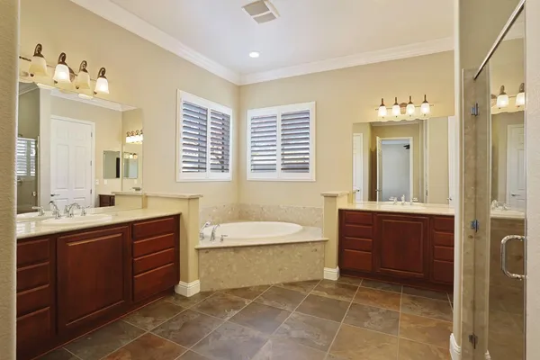 a view of a garden with a bench