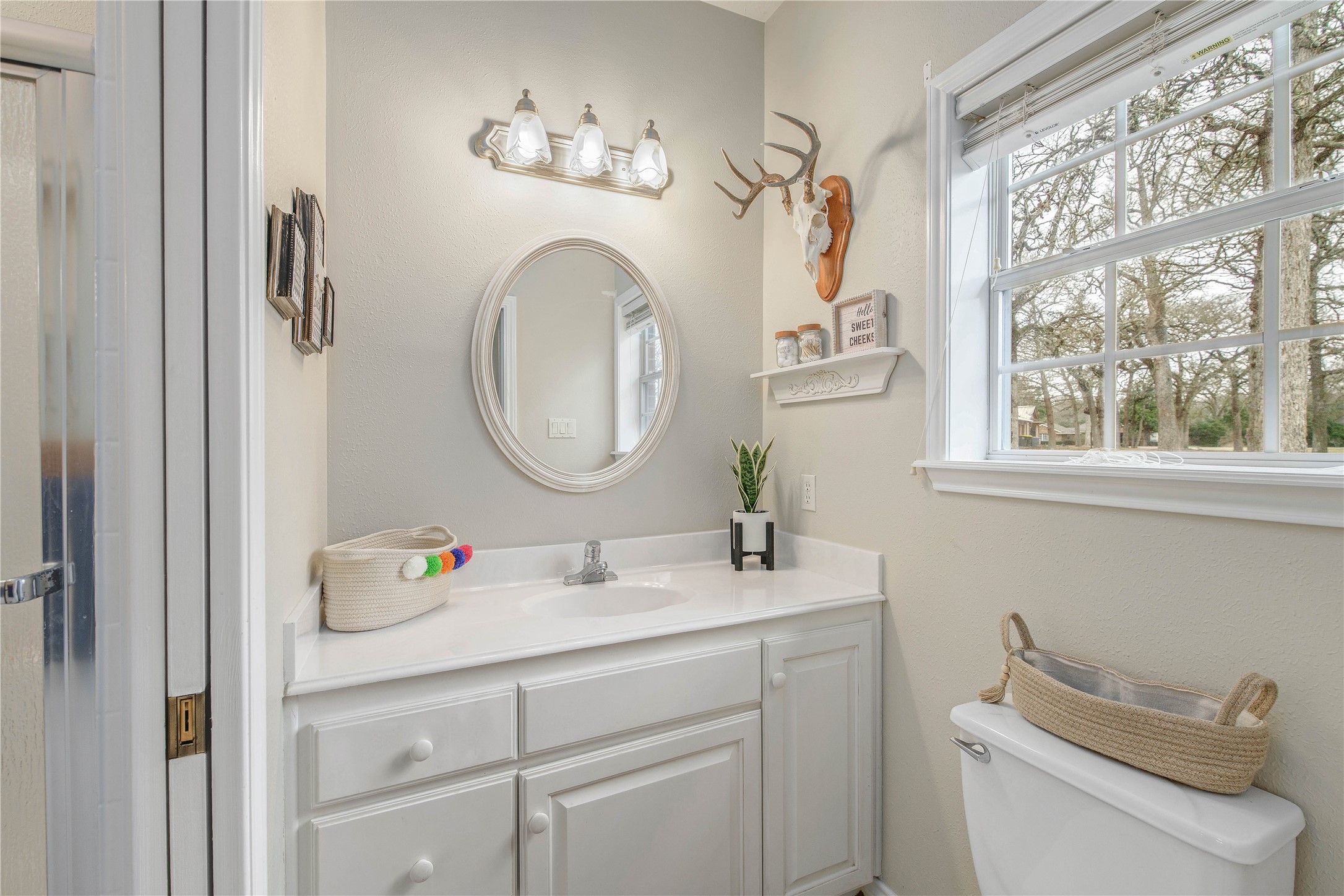 7 Hickory Ridge Lane Normangee, TX 77871 - Photo 30 of 45 a bathroom with a toilet sink and mirror