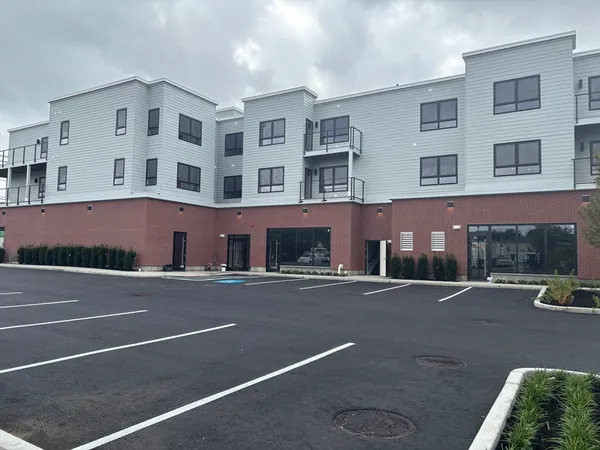 a front view of a building