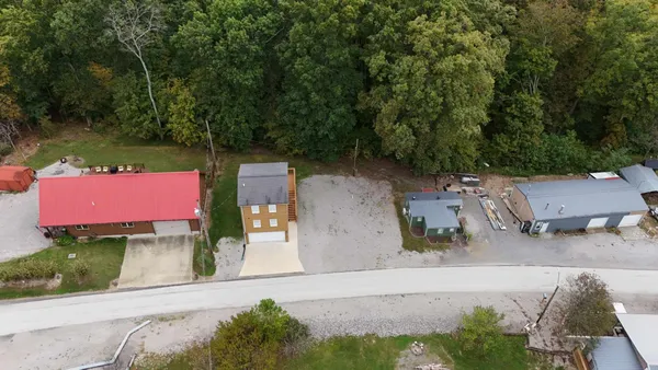 an aerial view of a house