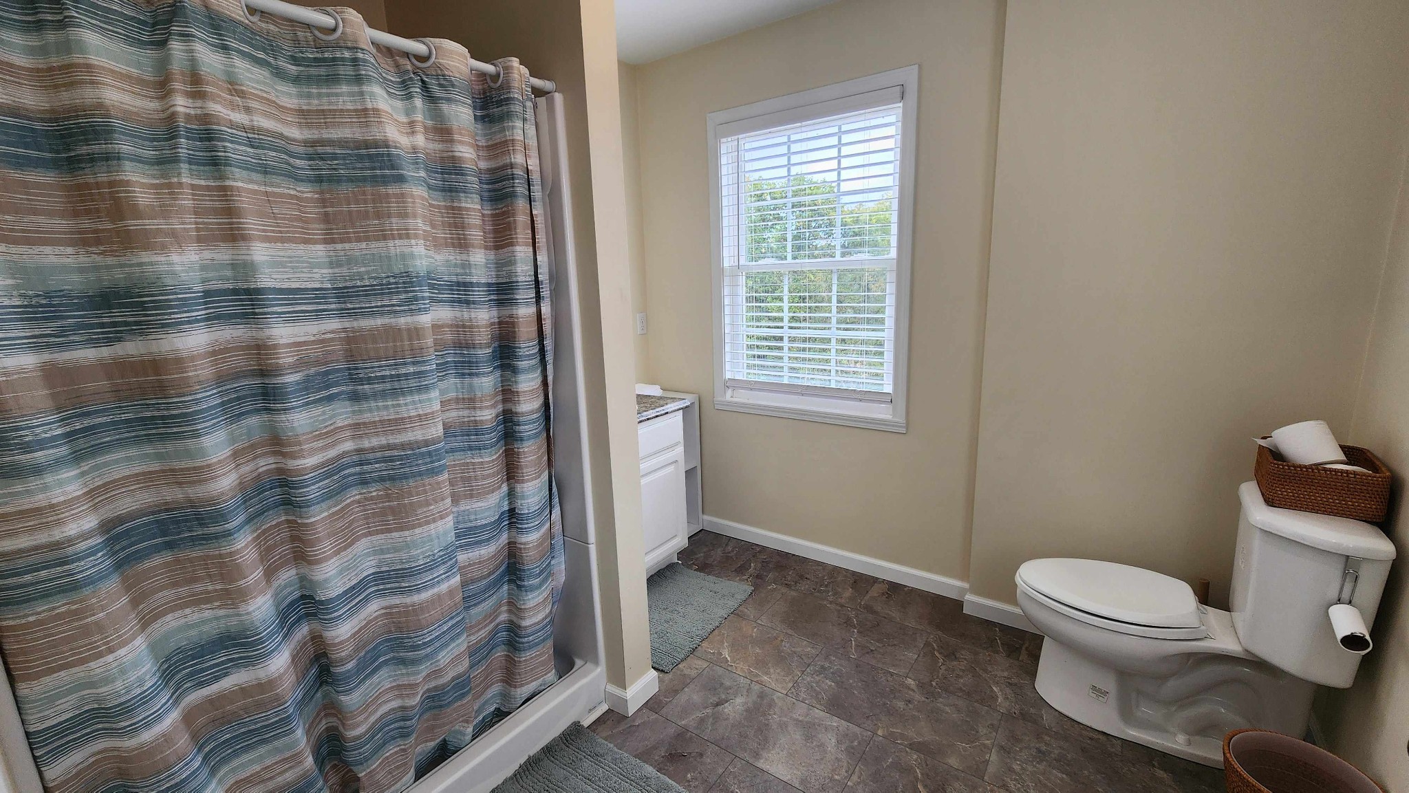 281 Bill Hunter Road Celina, TN 38551 - Photo 9 of 55 a bathroom with a toilet and a shower curtain