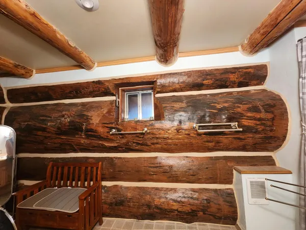 a view of a yard with an ocean view