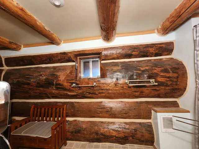 a view of a yard with an ocean view