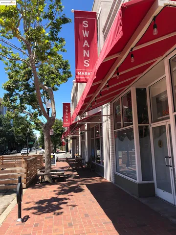 a view of a building and a street