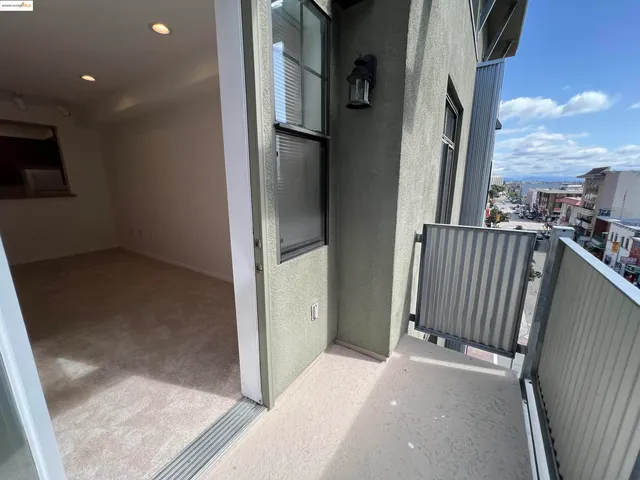 a view of a hallway with city view