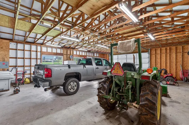 a garden view with a outdoor seating space