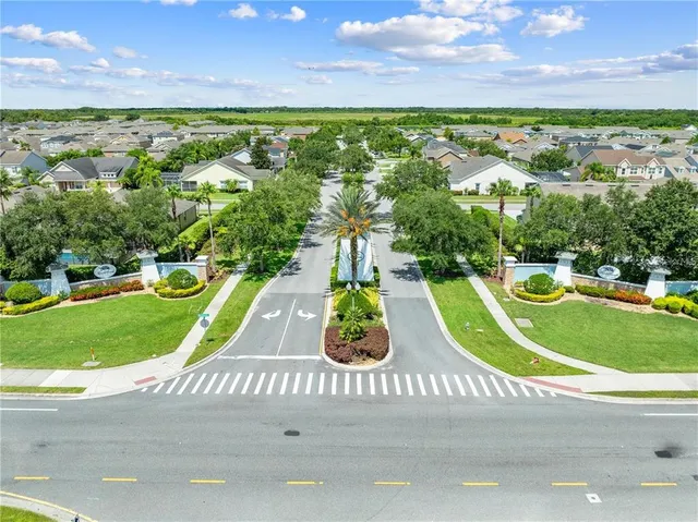 a swimming pool with a lake view