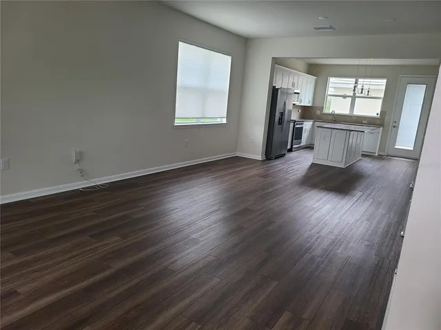 a view of an empty walk in closet