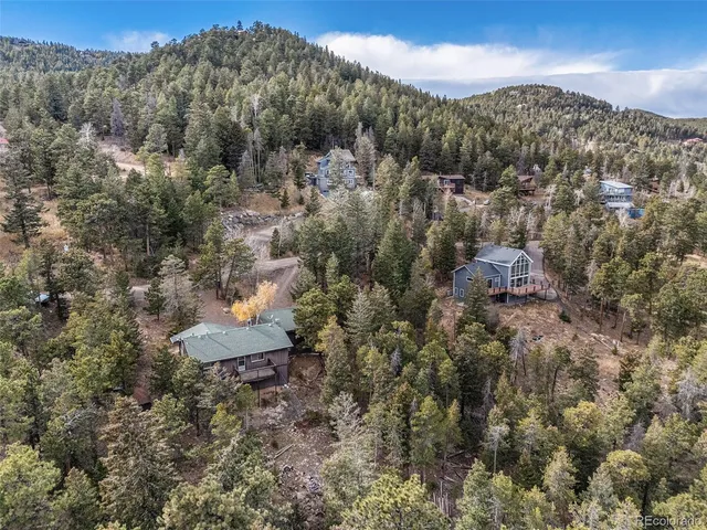 a view of a city with mountains in the background