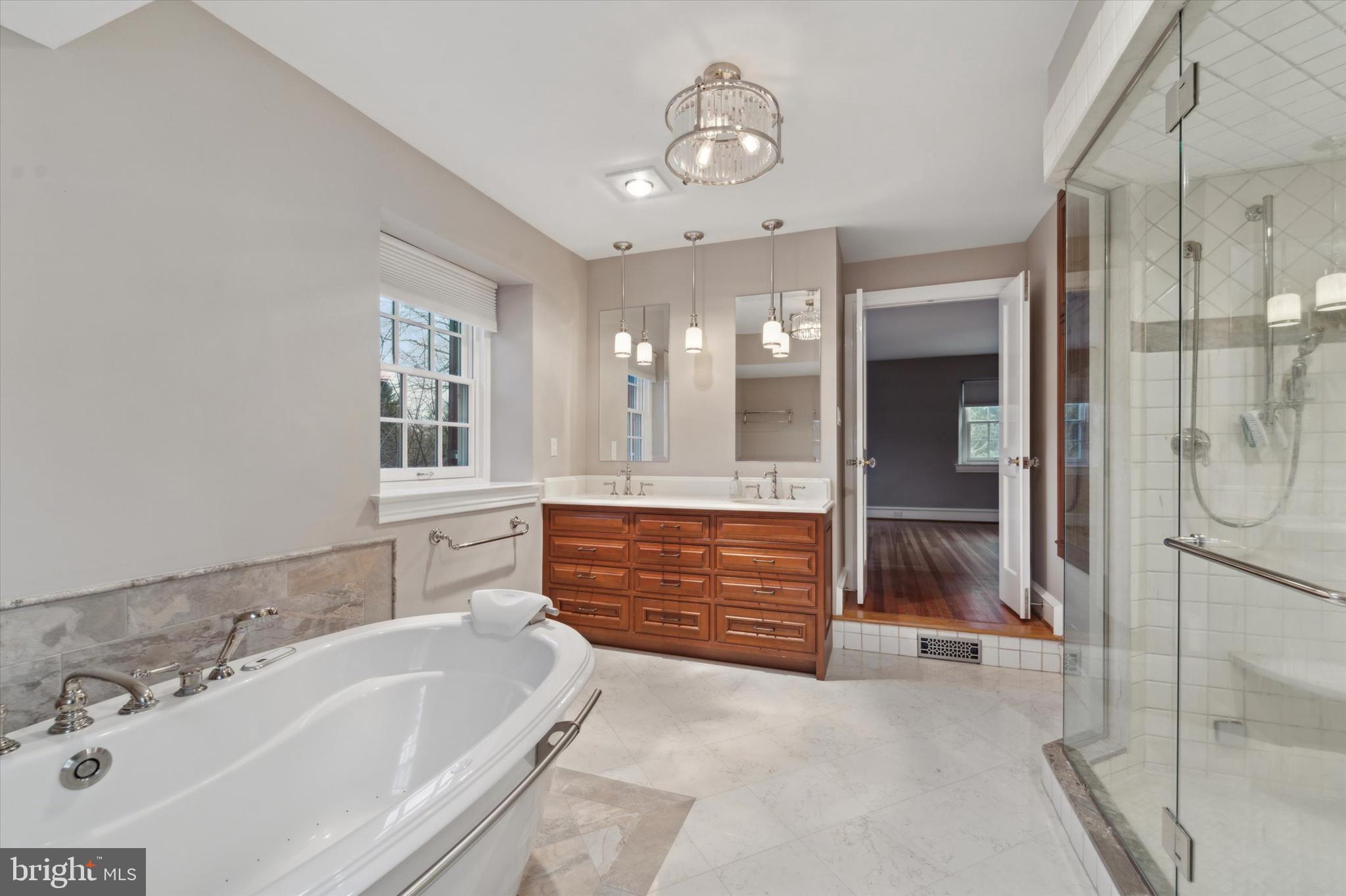 101 East Brookhaven Road Wallingford, PA 19086 - Photo 27 of 60 a bathroom with a tub sink and mirror