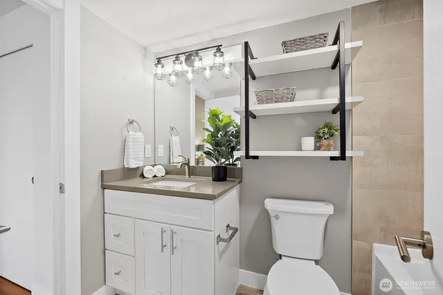 a bathroom with a toilet a sink and a mirror
