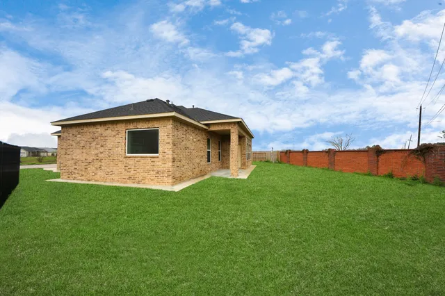 a view of a backyard with plants and large trees