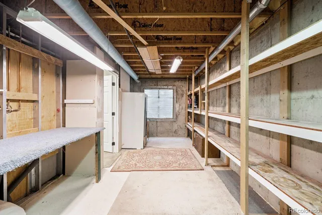 a view of balcony with wooden floor